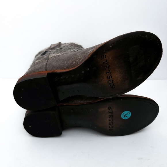 Stetson Sandia Serape Aztec Textile Western Leather Ankle Round Toe Boots - Picture 5 of 6